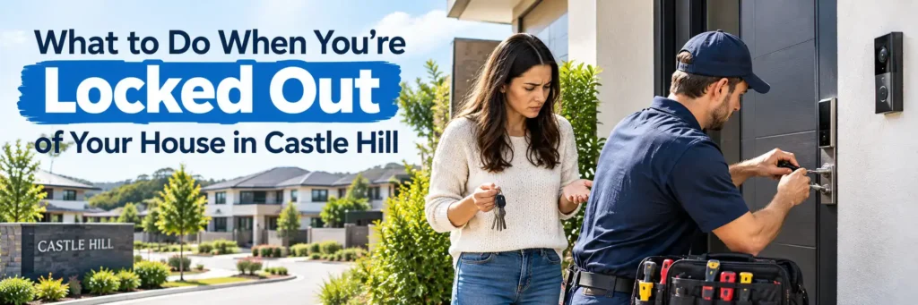 Locksmith helping a homeowner regain entry after being locked out of a house in Castle Hill